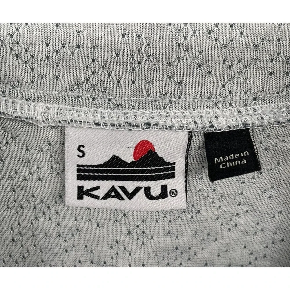 Kavu Women's Size S Lopez Long Sleeve Mock Neck Shirt Top Thumb Holes Button - Picture 9 of 11